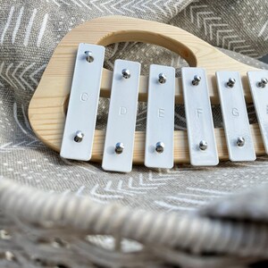 Handmade Minimalist Wooden Xylophone (White) - Modern Baby Musical Instrument - Percussion - Montessori Wooden Music Toy - Gift for 1st Birthday