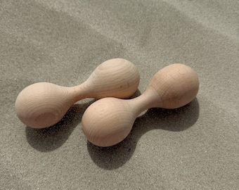 Maracas doubles en bois non finis Maracas pour bébés sans finition Instruments pour bébés pour enfants Hochet Montessori fait main pour bébé, instrument sensoriel pour bébé