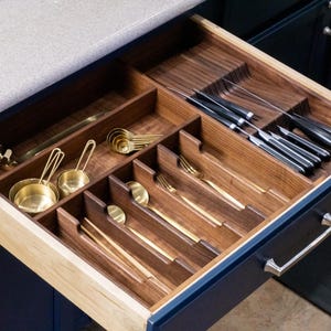 Kitchen Drawer Organizer | Flatware, Utensil, and Knife Storage | Handmade in Arizona From Walnut, Cherry, and Maple