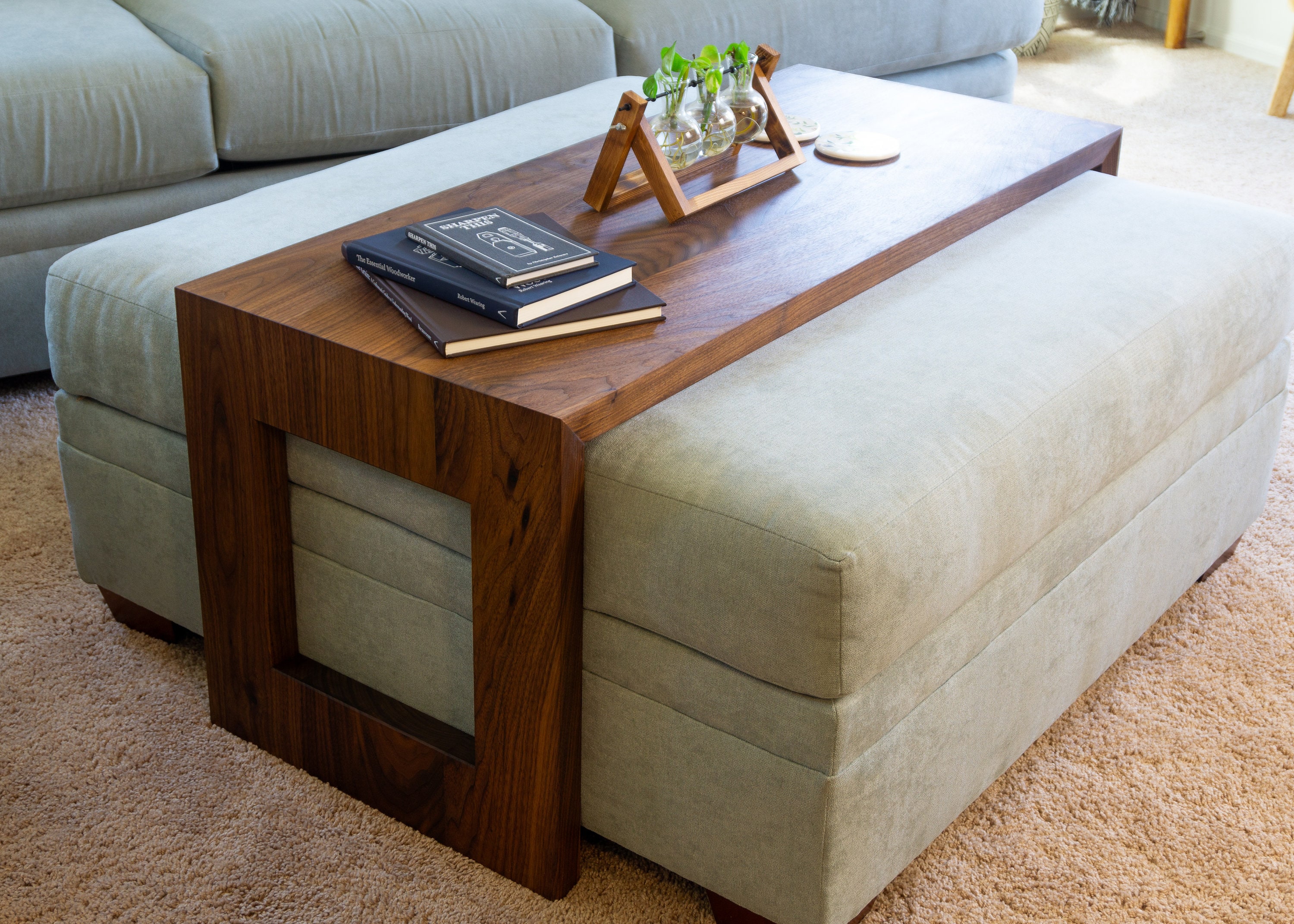 Waterfall Side Table with Storage Shelf — 3x3 Custom