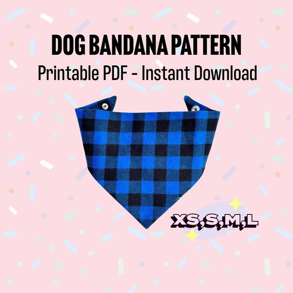 Dog Bandana Pattern, PDF Sewing Pattern, Printable Tutorial, Instant Download Pattern, Snap Closure Bandana, Puppy Gift, Dog mom Gift