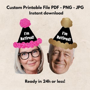 Digital Custom Retired Face, Printable Retirement Decorations, Retirement Party Decoration, Personalized Face Photo Banner, Face Banner