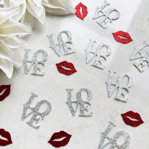 Valentines Decoration, Glitter Love Confetti, Romantic Decor, Bachelorette Party Decoration, Hen Party Decor, Table Scatter, Heart