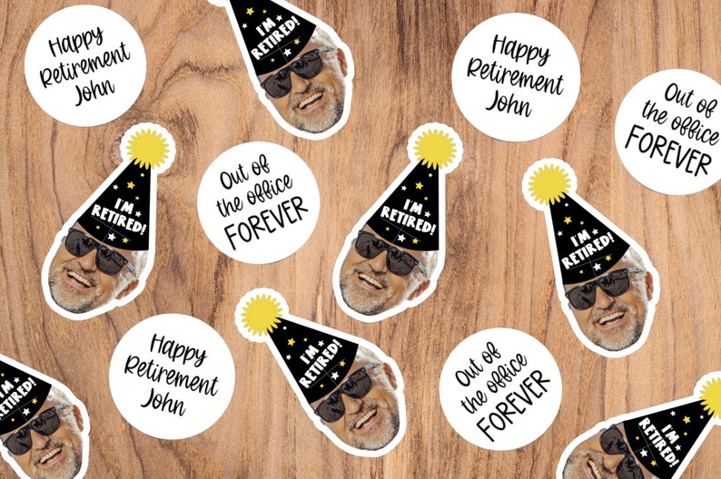 Retired Sticker Custom Retirement Party Decorations: Personalized Retired Face Stickers ...