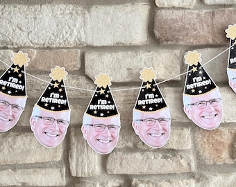 Printable Custom Retiree Face Banner, Digital Retirement Party Decoration