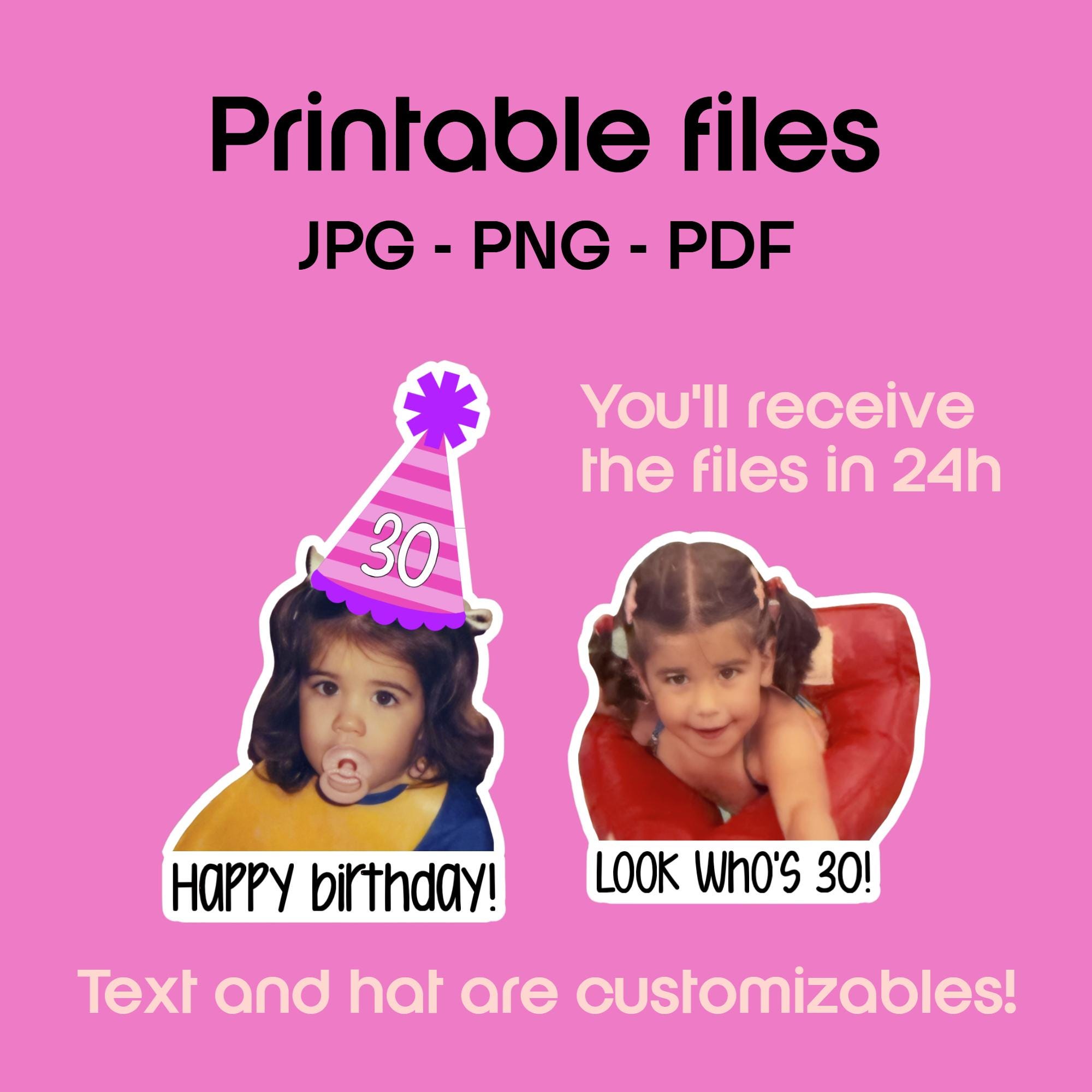 Digital Custom Face Photo, Printable Funny Birthday Decoration, Table ...