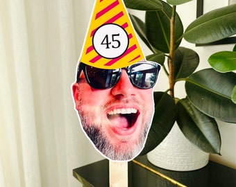 Face on a Stick, Big Head Face Cutout, Custom Birthday Party Decor,  Personalized Fat Head, 20th, 30th, 40th, 50th, 60th, Funny Party Decor