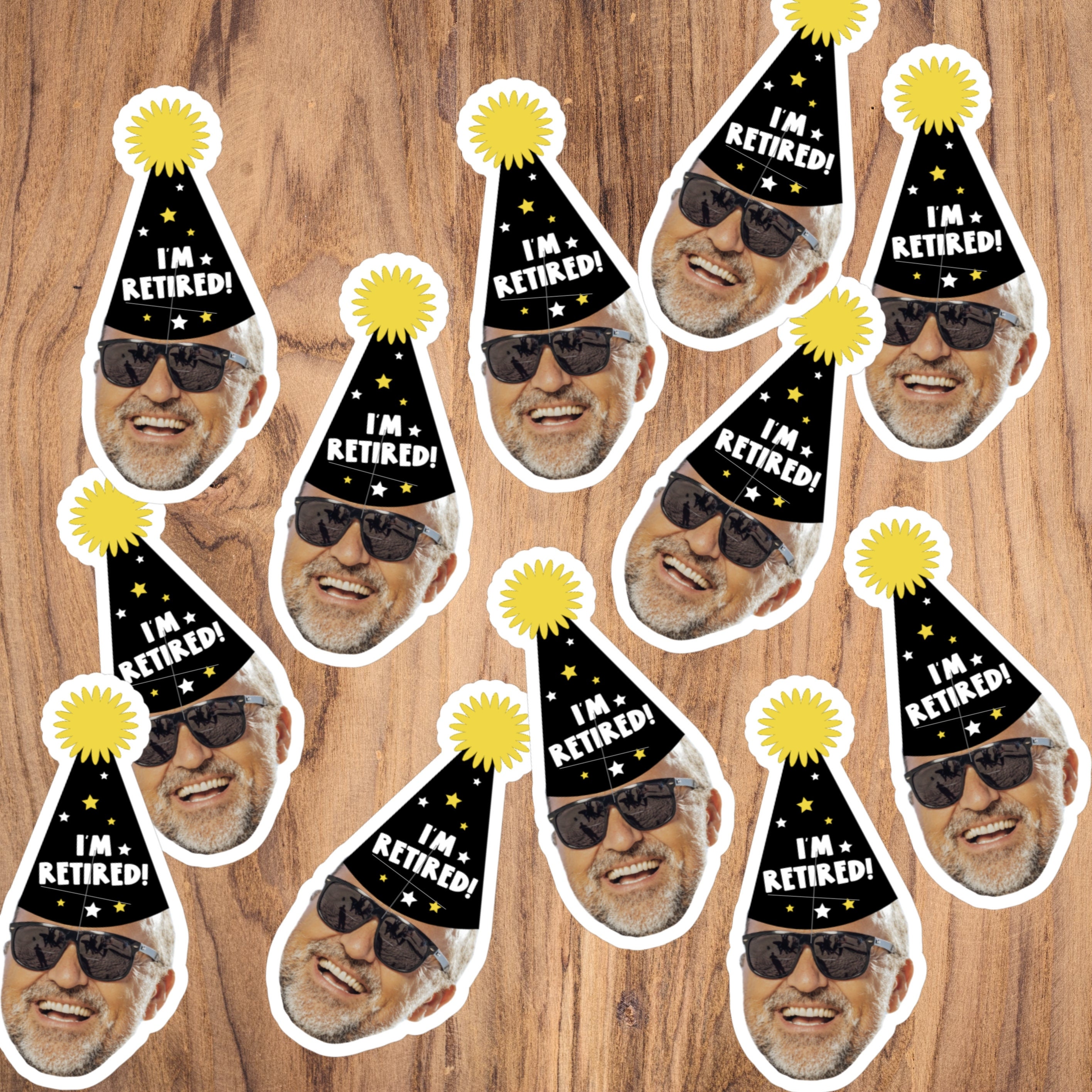 Retired Sticker Custom Retirement Party Decorations: Personalized Retired Face Stickers ...