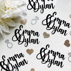 Custom Name Confetti, Personalized Bachelorette Party Decoration, Heart, Engagement Decor, Hen Night, Wedding Anniversary, Bride, Groom