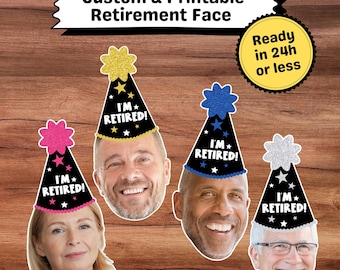 Digital Retirement Gift, Printable Custom Face, Personalized Retirement Party Decoration, I'm Retired Banner