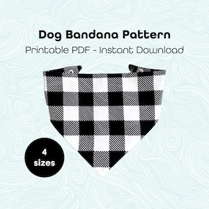Dog Bandana Pattern, Tutorial Snap Closure Pet Bandana, PDF Scarf Pattern, Instant download Pattern, Printable Tutorial Dog bandana, 4 sizes