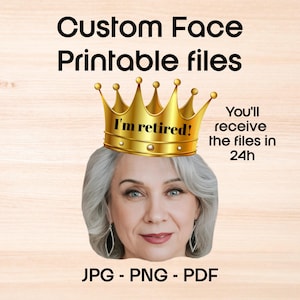 Digital Custom Retired Face, Printable Retirement Decorations, Retirement Party Decor, Personalized Face Photo Banner, Face Banner