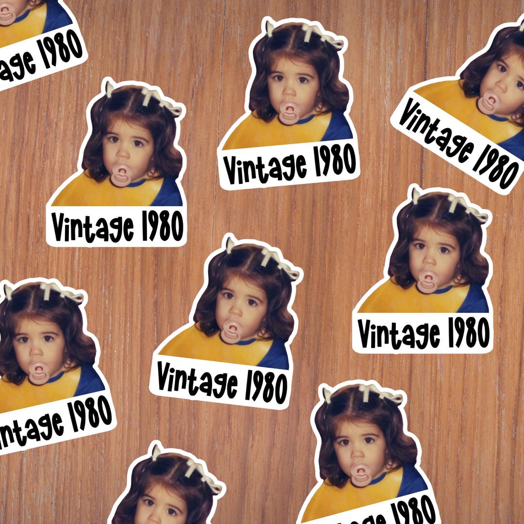 Vintage Birthday Decorations, Face Stickers, Personalized Picture ...