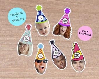 Custom Face Confetti or Stickers, Personalized Party Favors
