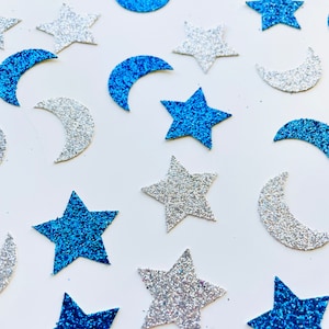 Moon and Star Confetti, Moon Crescent Confetti, Star Confetti, Moon Decoration, Star Decoration, Lunar Theme, Night Decor, Baby Birthday