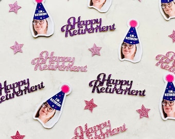 Custom Face Retirement Confetti, Glitter Party Decor