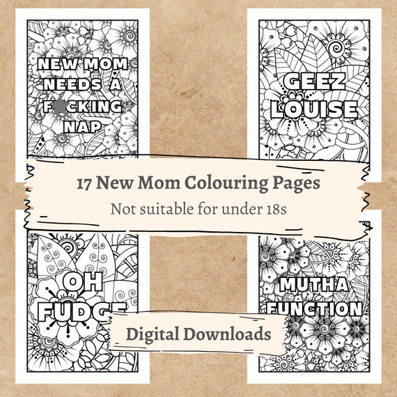 17 New Mom Colouring Pages for Adults With Swear Words Etsy
