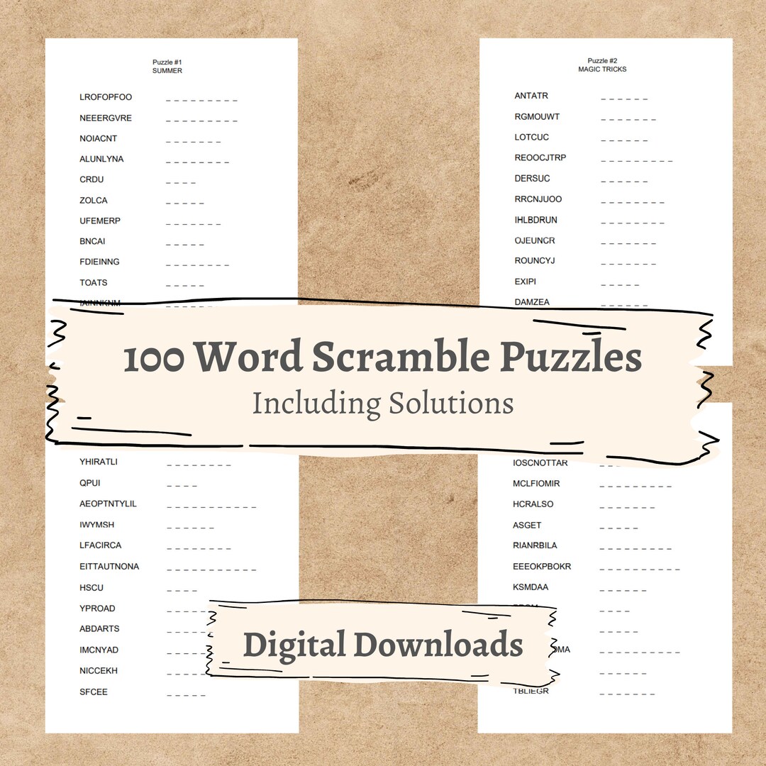 100 Themed Word Scramble Puzzles Brain Teaser Games for Adults - Etsy