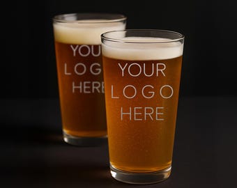 Custom Logo Laser Engraved Beer Pint Glass, 16 oz