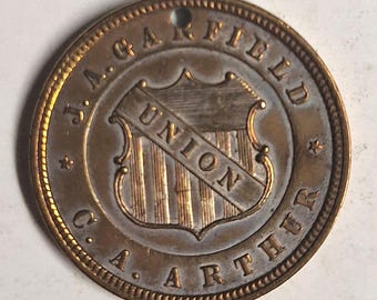 1880 J.A Garfield 20th US president campaign token in &quot;Museum quality condition&quot;!
