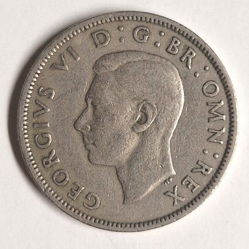 King VI, 1948 United Kingdom Half Crown Coin in Excellent