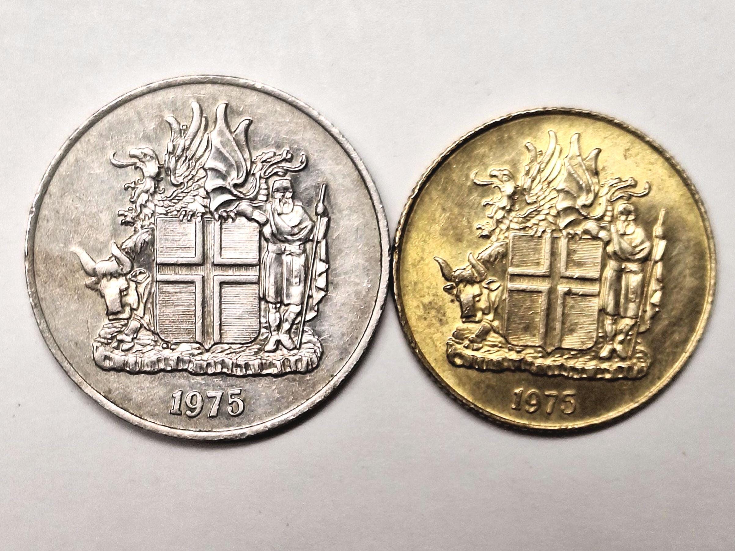 1975年アイスランド・クローナ硬貨セット：コレクター向け世界通貨