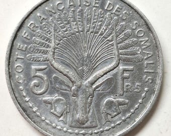 Somalia francesa, moneda de 5 francos de 1948 en buen estado