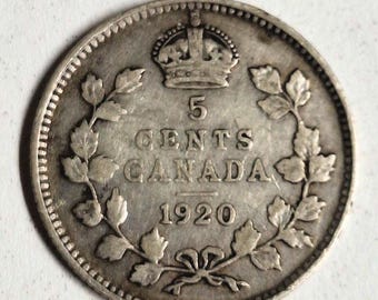 1919年カナダ5セント銀貨キングジョージ - Etsy 日本