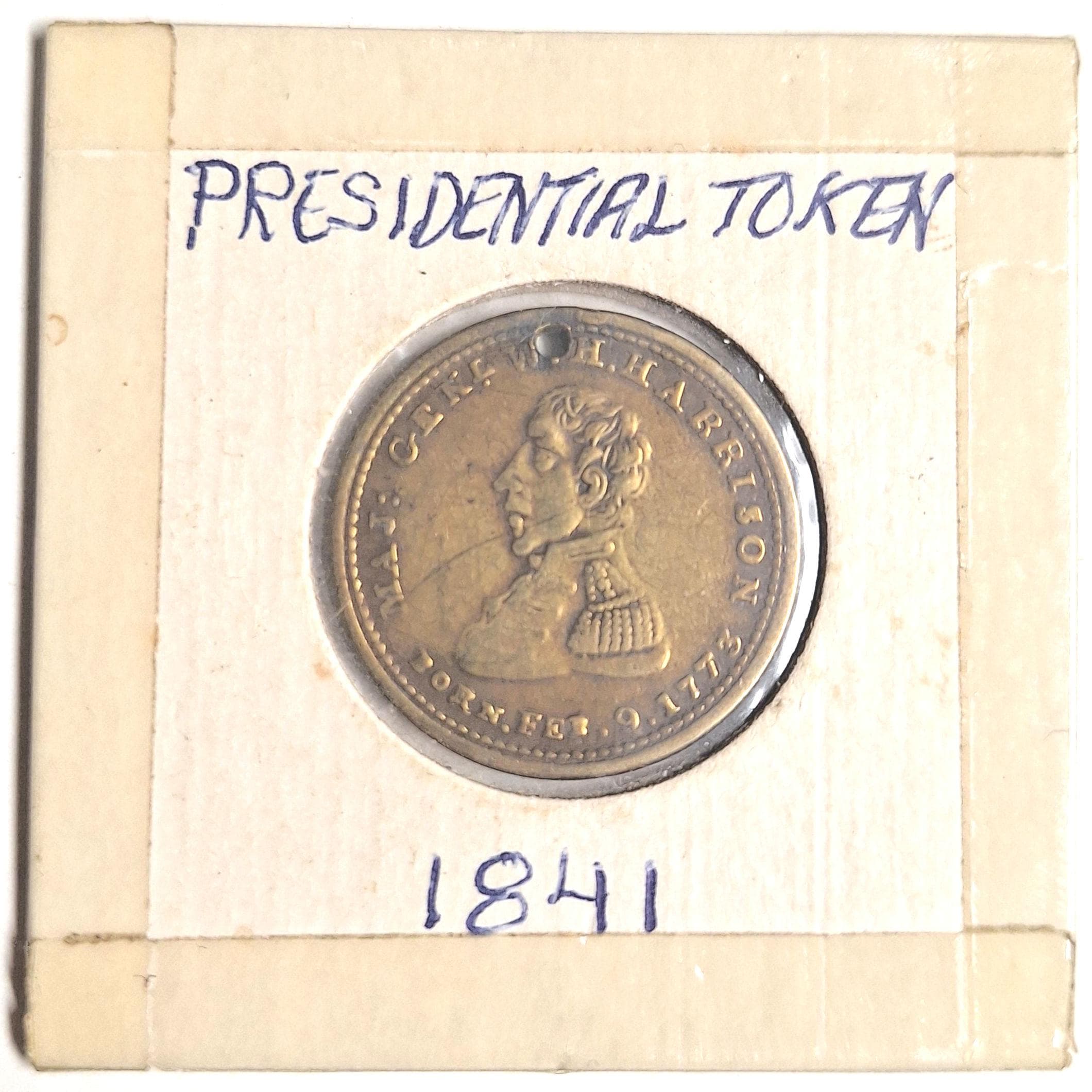 1841 William H. Harrison 9th US president campaign token in "Museum quality condition"! Extremely rare, and in excellent condition.