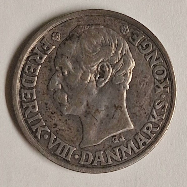 Pièce de 25 minerais d'argent danoise Frédéric VIII de 1907 en très bon état ! La pièce que vous voyez est la pièce que vous obtenez.