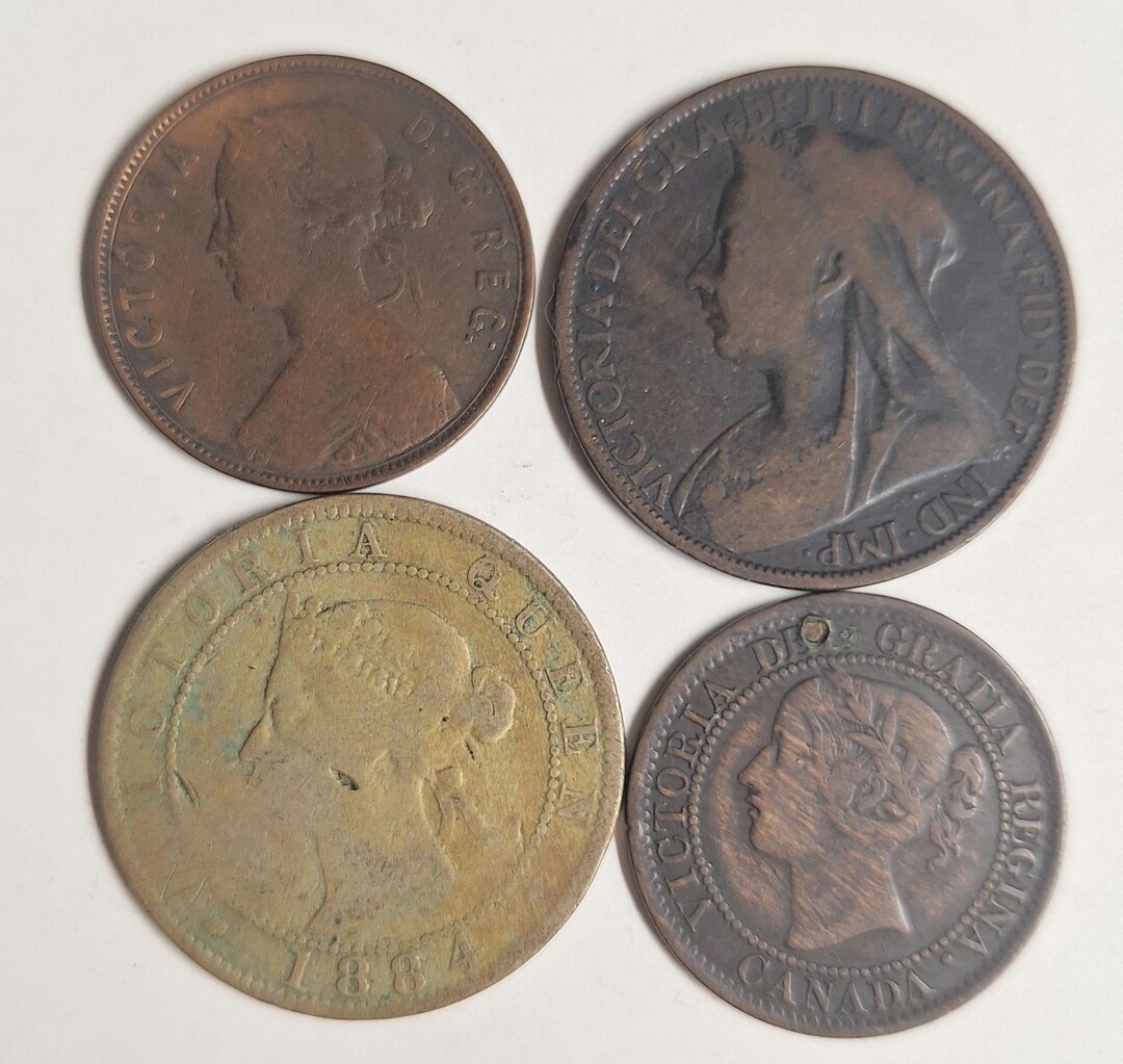 1800s Queen Victoria of England 4 Coin Bundle. the Coins You See in the