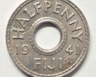 1941 WWII era Fiji Half penny, King George Vl in good condition.