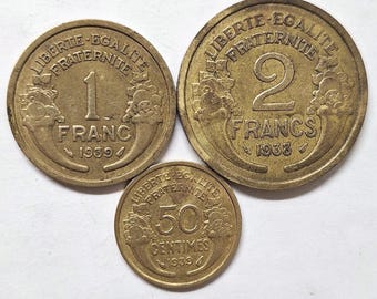 1930s French "3" coin bundle in good condition