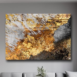 Goldener Marmor Dekor, Gold und Silber Kunst, Zeitgenössisch, Moderner Marmor, Luxus Marmor, Abstrakter Marmor, Gold Leinwand Kunst, Silber Poster Dekor