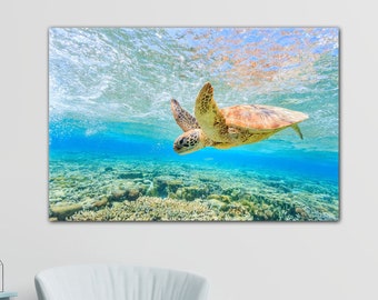 Sea Turtle Canvas Wall Art, Animal Decor, Bathroom Wall Art, Turtle Art, Modern Wall Art, Turtle Wall Art, Turtle Decor, Sea Turtle Gift