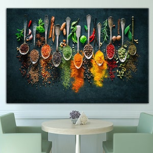 Kitchen Wall Art Decor, Kitchen Canvas Wall Art, Kitchen Prints, Kitchen Artwork, Herbs Spices, Ready To Hang