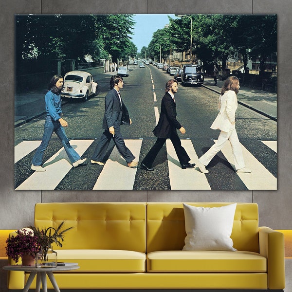 The Beatles Abbey Road Canvas Wall Famous Print Wall Art Canvas, Printed Smooth Surface, Beatles Poster, Ready to Hang Canvas