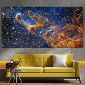 James Webb Pillars Of Creation Canvas Print, James Webb Space Telescope, Nasa Dying Star Space , Cosmic Cliffs Wall Art, Galaxies And Stars