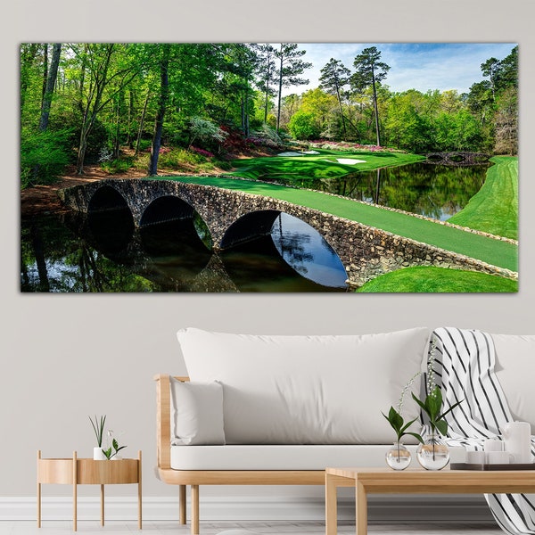 Arte della parete su tela del club di golf, arte della parete del golf, stampa del campo da golf nazionale di Augusta Amen Corner Regali di golf Arredamento del club di golf, Masters Golf