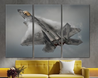 Fighter Jets Wall Decor, F-22 Raptor Canvas Wall Art, Huge Canvas, Aircraft Wall Print, F22 Figther Printing, F22 Canvas, Wall Decor