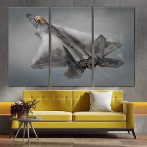 Fighter Jets Wall Decor, F-22 Raptor Canvas Wall Art, Huge Canvas, Aircraft Wall Print, F22 Figther Printing, F22 Canvas, Wall Decor