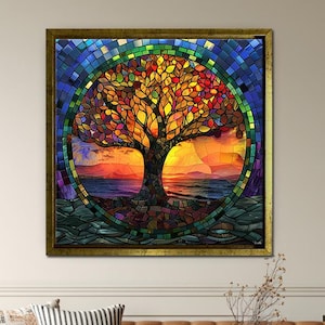 Celtic Tree of Life Canvas Wall Art, Yggdrasil Mandala Print, Nature Inspired Spiritual Decor, Mystical Landscape Artwork, Ready To Hang