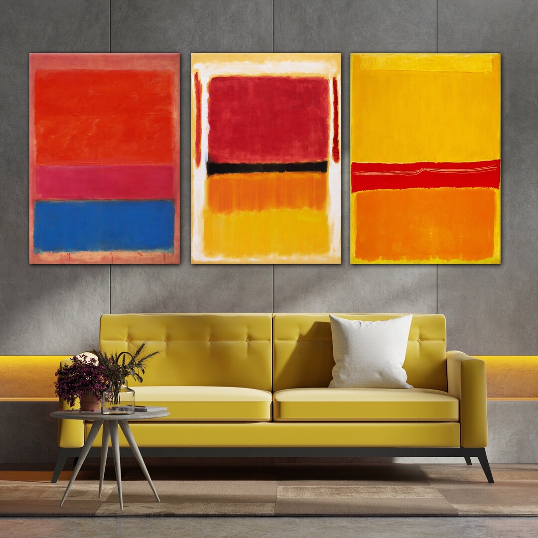 Mark Rothko Set of 3 Canvas Print, Mark Rothko Glass Wall Arts, Mark ...
