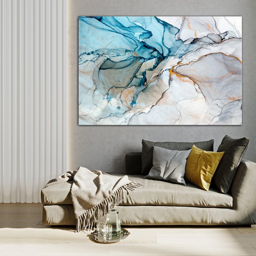 Abstract Blue Art, Modern Wall Art, Blue Canvas Print, Abstract Painting Wall Art, Living Room