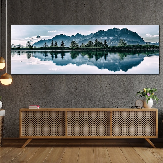 Landscape Wall Decor, Mountain Wall Art, Huge Canvas, Nature Forest Wall Print, Lake Wall Art, Mom's Gift, Livingroom Wall Decor