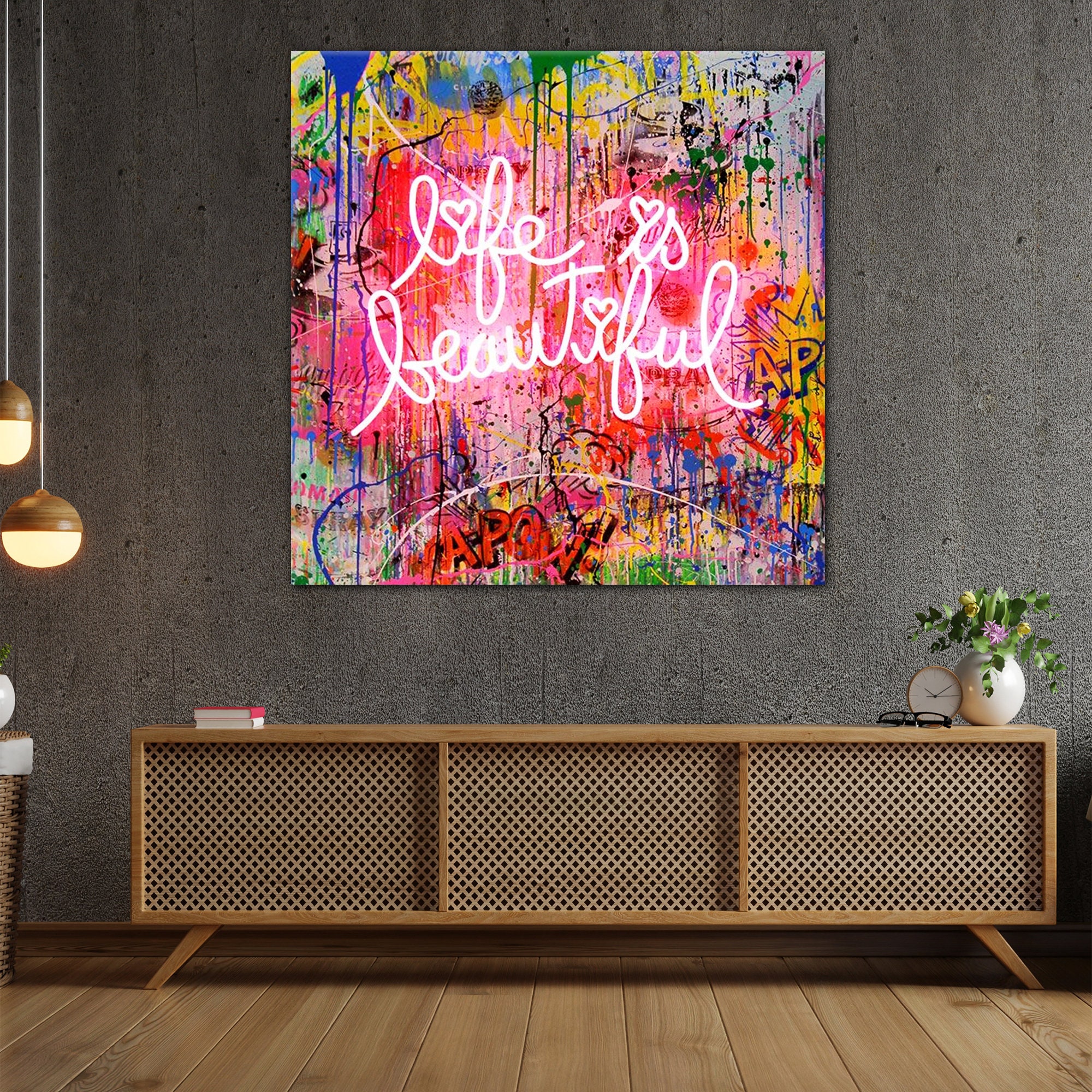 Amazon.com: Framed Banksy Wall Art Decor Life Is Beautiful