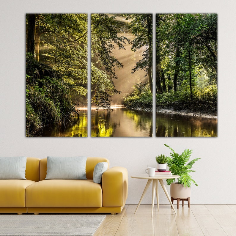Forest River Canvas Print, Sunlight Through Trees, Nature Wall Art - Etsy