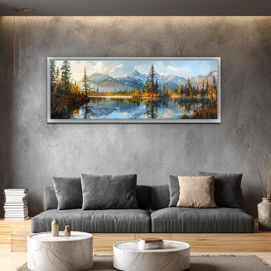 Mountain Landscape Canvas Wall Art, Panoramic Framed Nature Print ...