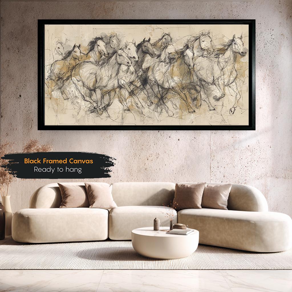 Abstract Galloping Horses Canvas Wall Art, Minimalist Horse Line Art - Etsy