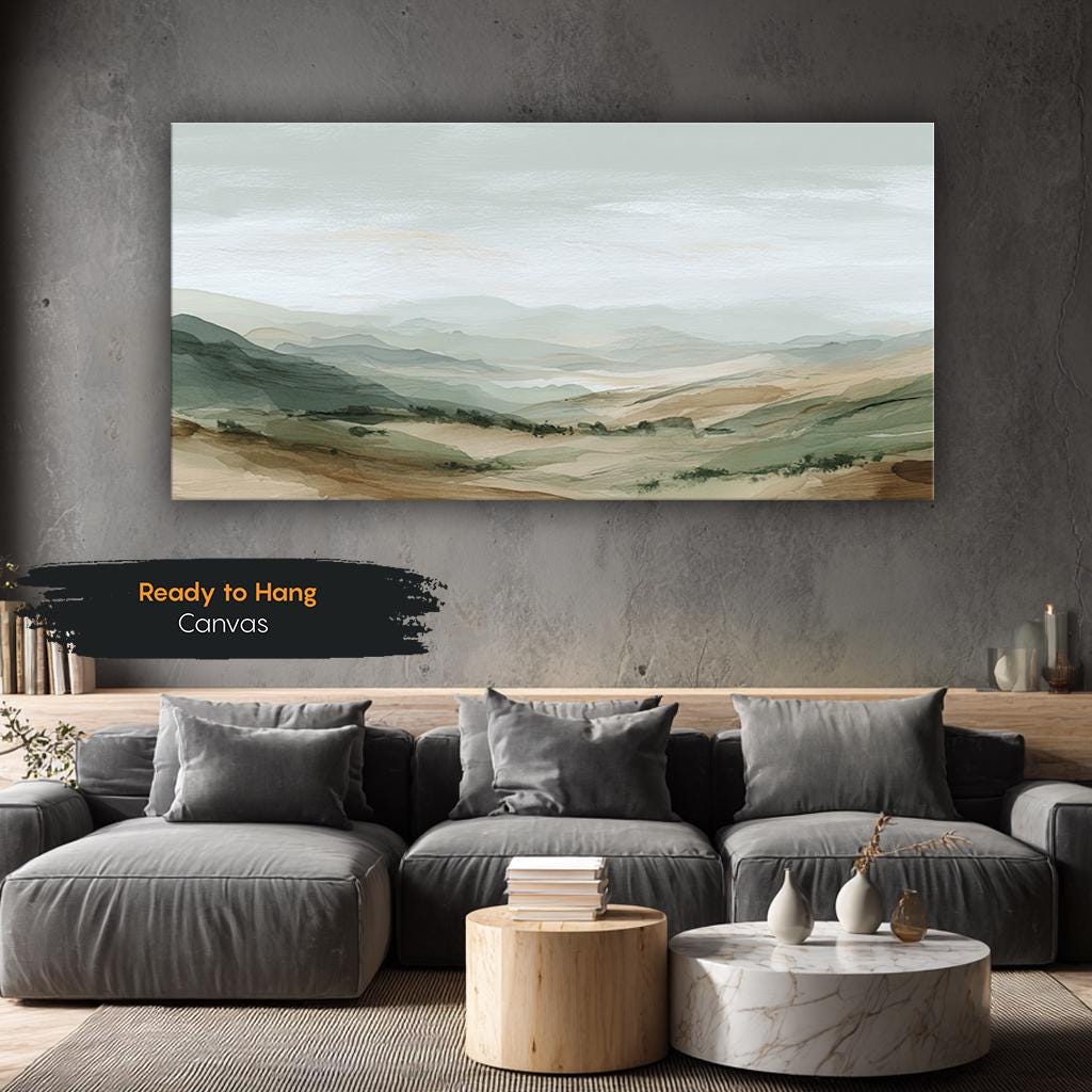 Neutral Abstract Landscape Canvas Wall Art, Minimalist Nature Decor - Etsy